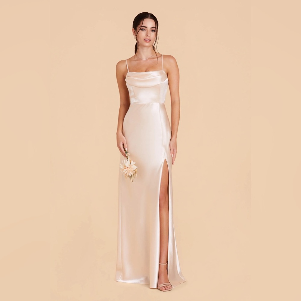 Birdy Grey Strapless Champagne Satin Dress